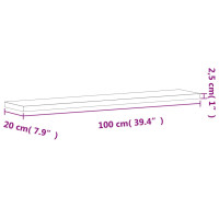 Produktbild för Vägghylla 100x20x2,5 cm massivt bokträ