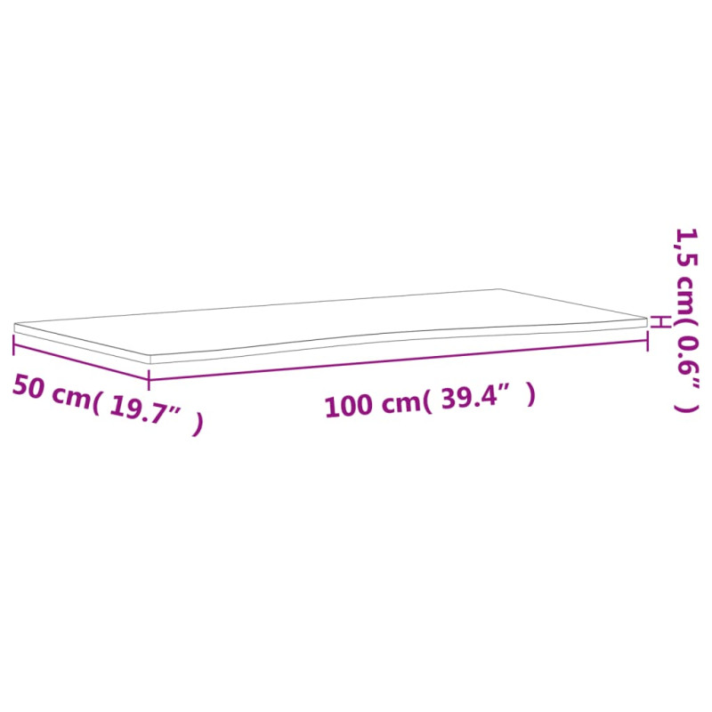 Produktbild för Bordsskiva 100x(45-50)x1,5 cm massivt bokträ