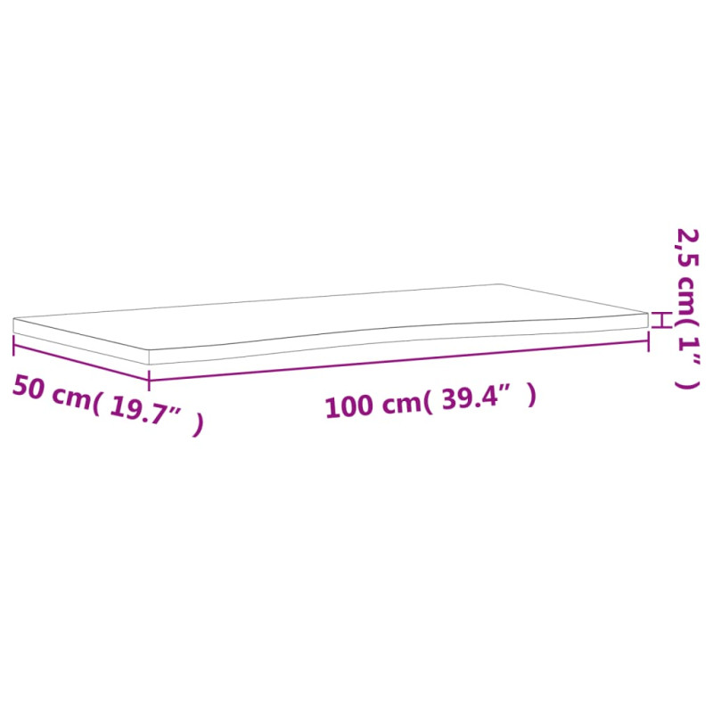 Produktbild för Bordsskiva 100x(45-50)x2,5 cm massivt bokträ