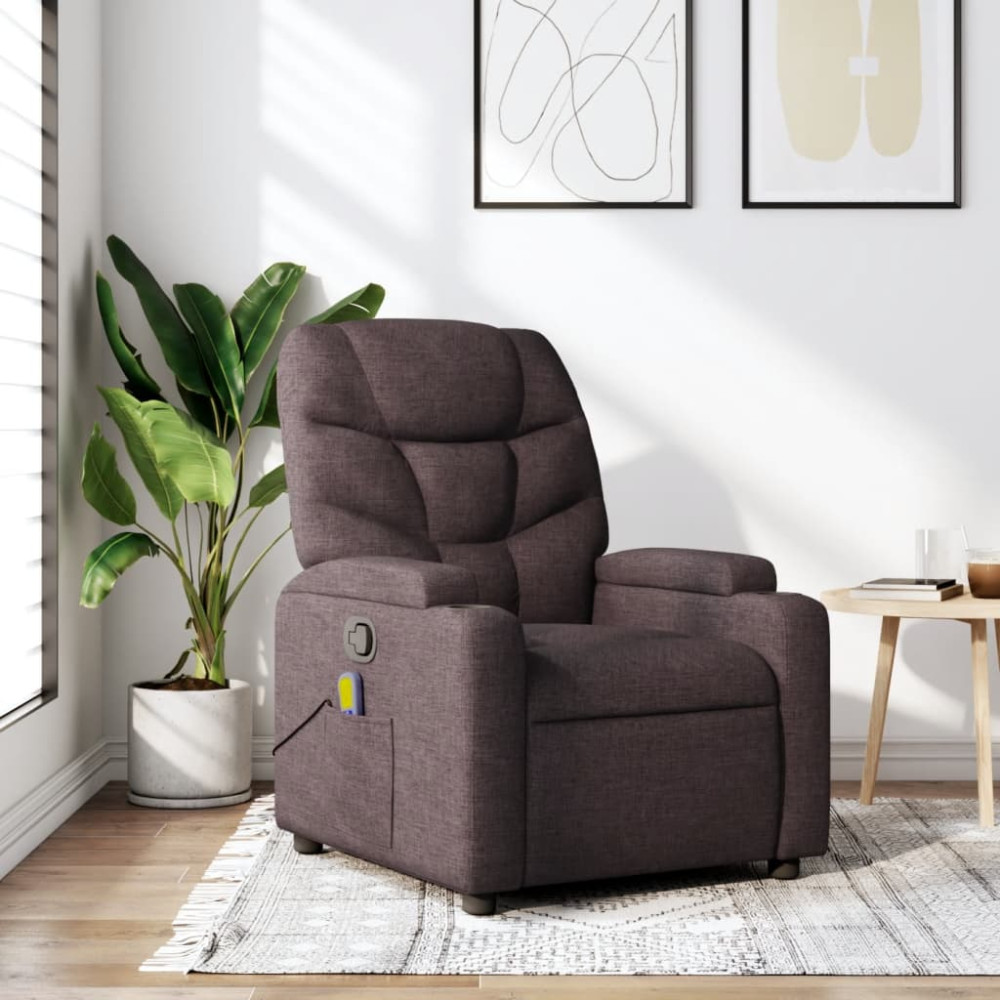 Produktbild för Massagefåtölj mörkbrun tyg