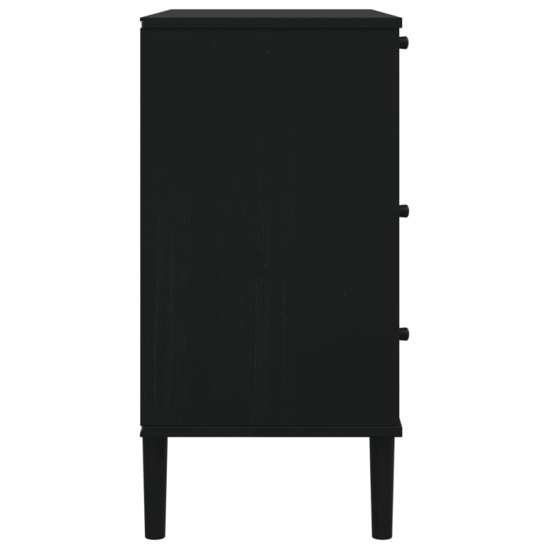 Produktbild för Byrå SENJA rottinglook svart 80x40x80 cm massiv furu