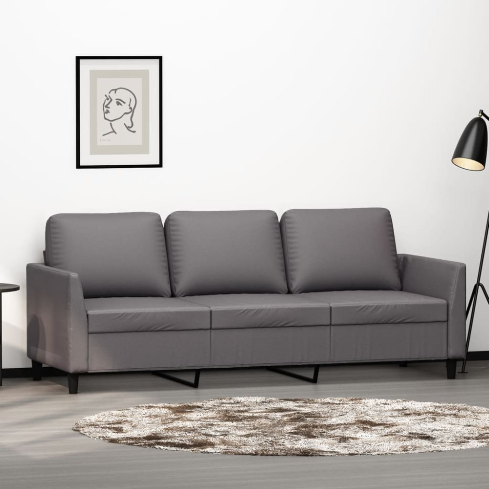 Produktbild för 3-sitssoffa grå 180 cm konstläder