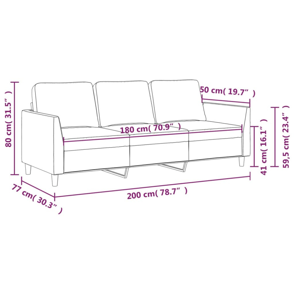 Produktbild för 3-sitssoffa grå 180 cm konstläder