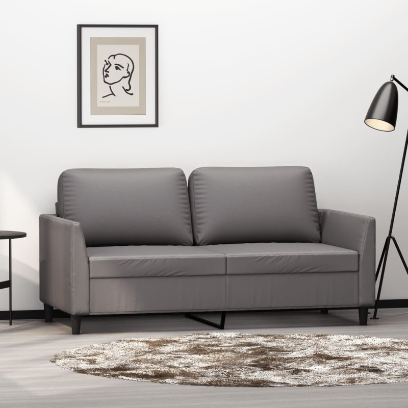 Produktbild för 2-sitssoffa grå 140 cm konstläder