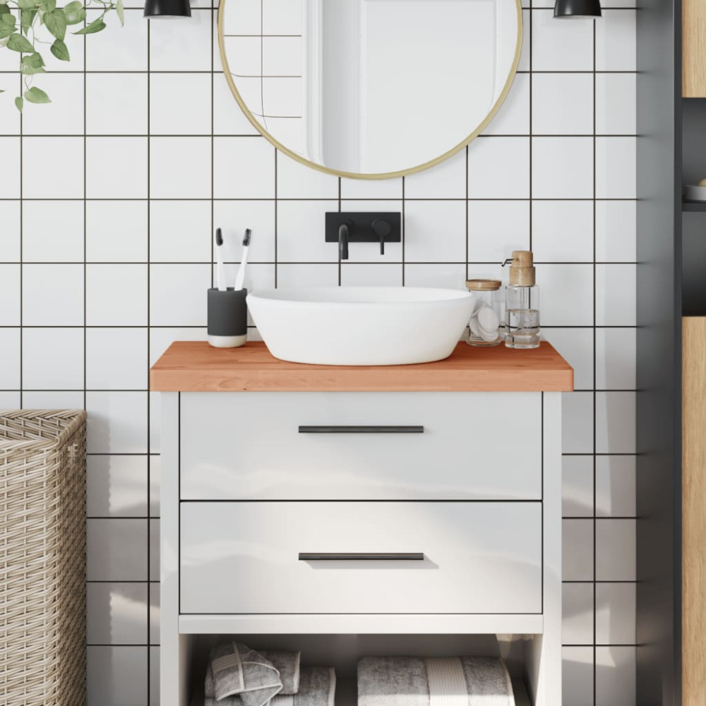 Produktbild för Bänkskiva för badrum 80x40x4 cm massivt bokträ