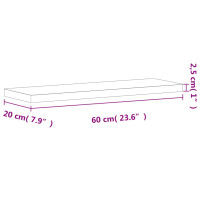 Produktbild för Vägghylla 60x20x2,5 cm massivt bokträ