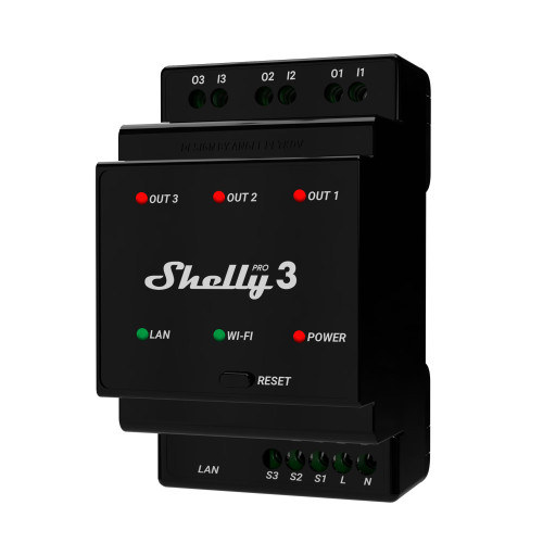 Shelly Shelly Pro 3 elektriska reläer Svart