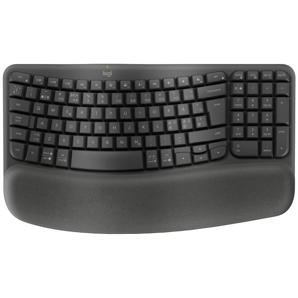 Produktbild för Logitech Wave Keys tangentbord Trådlös RF + Bluetooth QWERTY Dansk, Finsk, Norsk, Svensk grafit