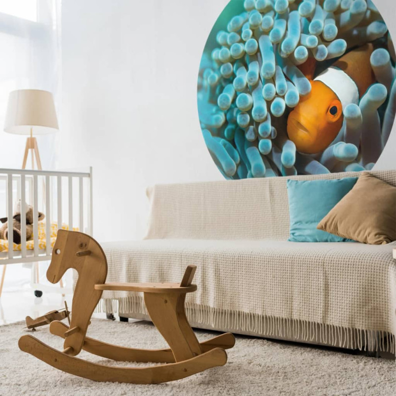 Produktbild för WallArt Tapet cirkelformad Nemo the Anemonefish 142,5 cm