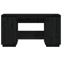 Miniatyr av produktbild för Skrivbord svart 140x50x75 cm massiv furu