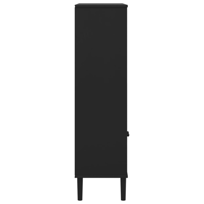 Produktbild för Bokhylla SENJA rottinglook svart 90x35x130 cm massiv furu