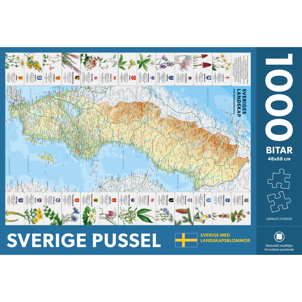 Produktbild för Sverige med landskapsblommor pussel 1000 bitar