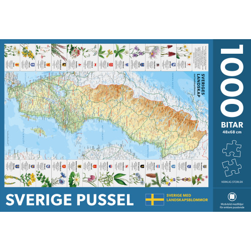 Kartförlaget Sverige med landskapsblommor pussel 1000 bitar