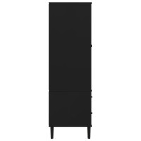 Produktbild för Garderob SENJA rottinglook svart 90x55x175 cm massiv furu