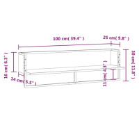 Produktbild för Vägghylla med stång svart 100x25x30 cm