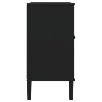 Produktbild för Sidobord SENJA rottinglook svart 112x40x80 cm massiv furu