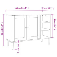 Produktbild för Sidobord SENJA rottinglook svart 112x40x80 cm massiv furu