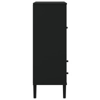 Miniatyr av produktbild för Högskåp SENJA rottinglook svart 90x40x112 cm massiv furu