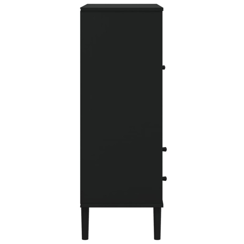 Produktbild för Högskåp SENJA rottinglook svart 90x40x112 cm massiv furu