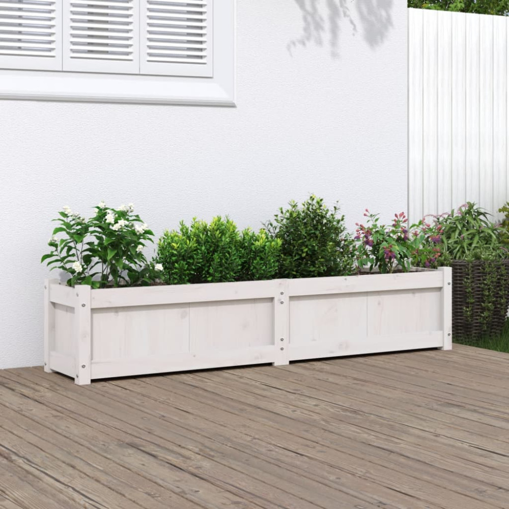 Produktbild för Odlingslåda vit 150x31x31 cm massiv furu