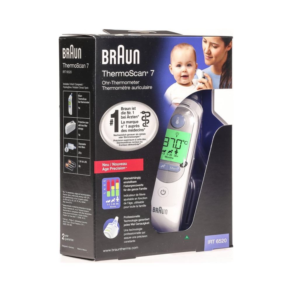 Produktbild för Braun ThermoScan 7 Fjärravkänning Vit Öra