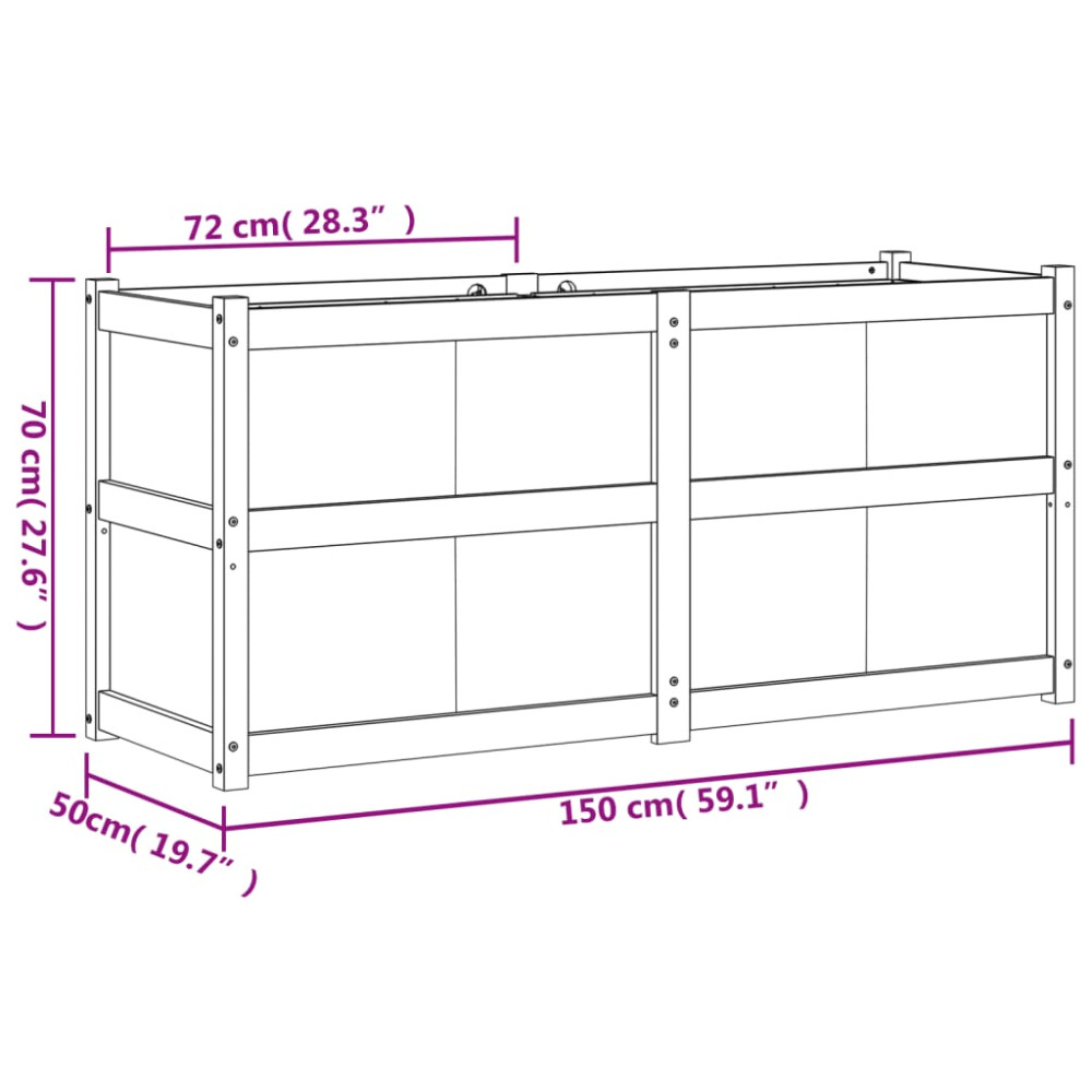 Produktbild för Odlingslåda 150x50x70 cm massiv furu