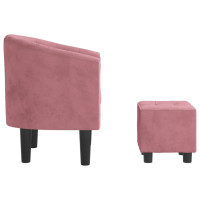 Produktbild för Fåtölj med fotpall rosa sammet