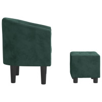 Produktbild för Fåtölj med fotpall mörkgrön sammet