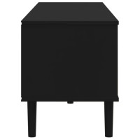 Miniatyr av produktbild för Tv-bänk SENJA rottinglook svart 158x40x49 cm massiv furu