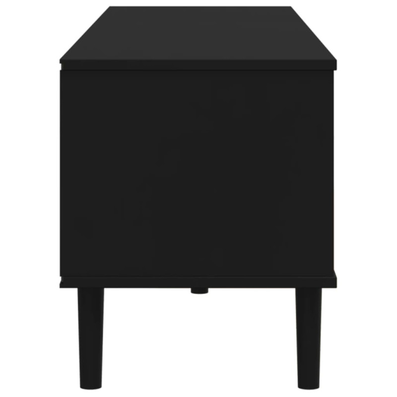 Produktbild för Tv-bänk SENJA rottinglook svart 158x40x49 cm massiv furu