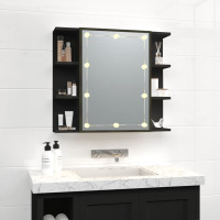Produktbild för Spegelskåp med LED svart 70x16,5x60 cm