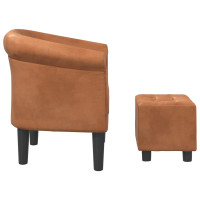 Miniatyr av produktbild för Fåtölj med fotpall brun konstläder