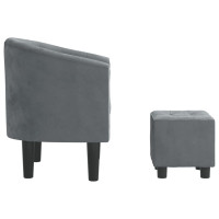 Miniatyr av produktbild för Fåtölj med fotpall mörkgrå sammet