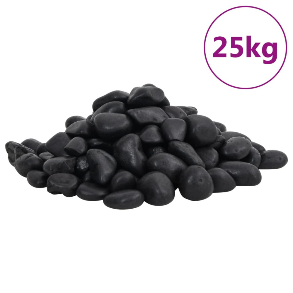 Produktbild för Polerad småsten 25 kg svart 2-5 cm