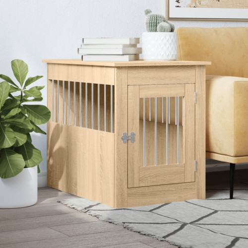 vidaXL Hundbur/sidobord sonoma-ek 55x80x68 cm konstruerat trä