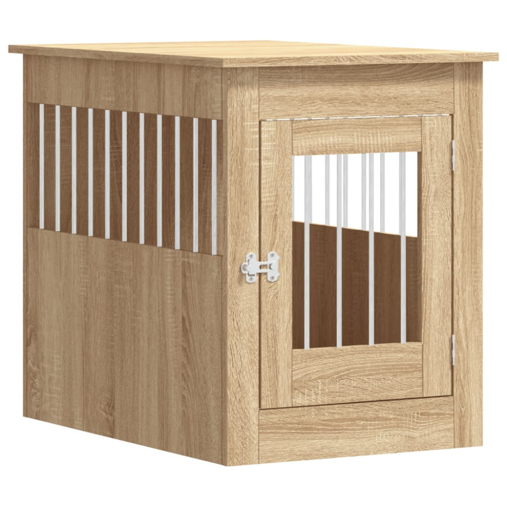 Produktbild för Hundbur/sidobord sonoma-ek 55x80x68 cm konstruerat trä