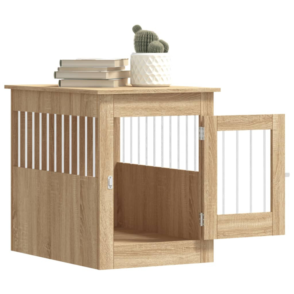 Produktbild för Hundbur/sidobord sonoma-ek 55x80x68 cm konstruerat trä