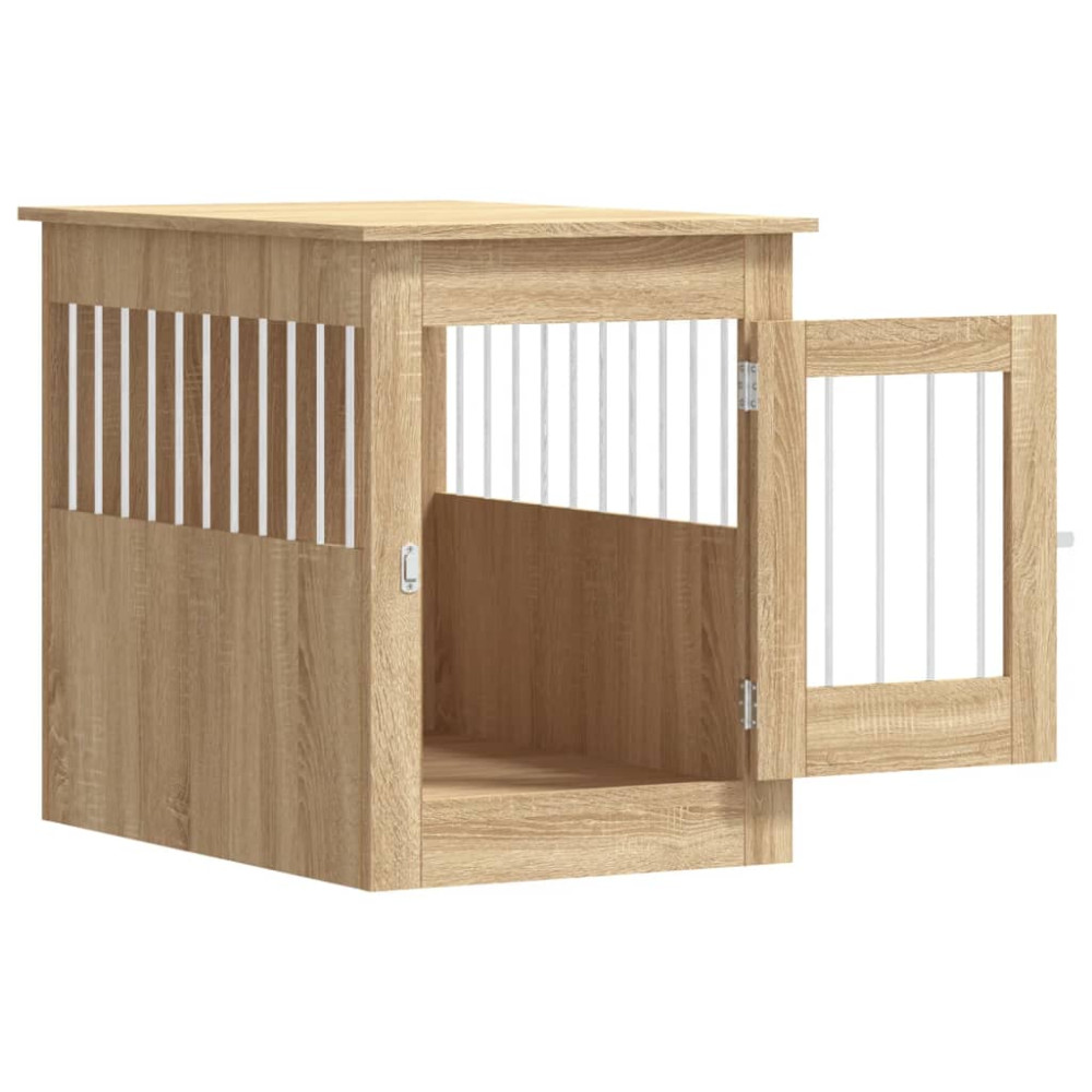Produktbild för Hundbur/sidobord sonoma-ek 55x80x68 cm konstruerat trä