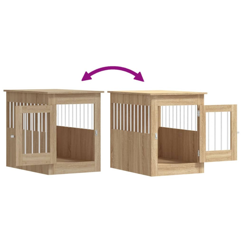 Produktbild för Hundbur/sidobord sonoma-ek 55x80x68 cm konstruerat trä