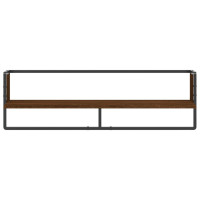 Produktbild för Vägghylla med stång brun ek 100x25x30 cm