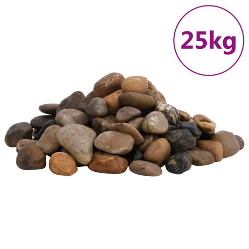 vidaXL Polerad småsten 25 kg blandade färger 2-5 cm