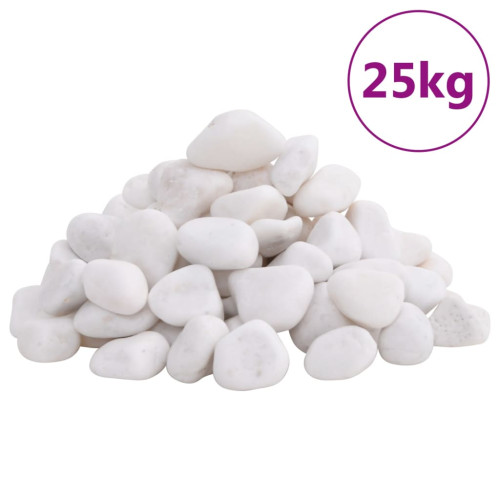 vidaXL Polerad småsten 25 kg vit 2-5 cm