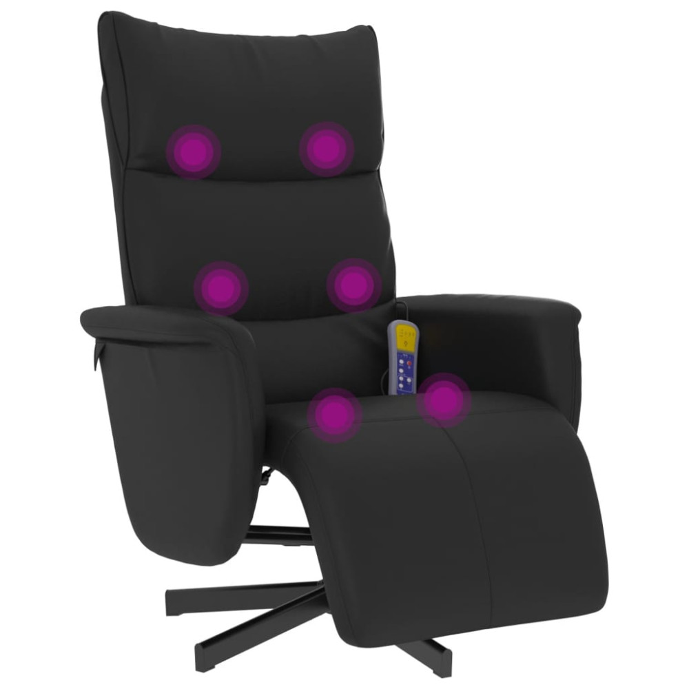 Produktbild för Massagefåtölj med fotstöd svart konstläder