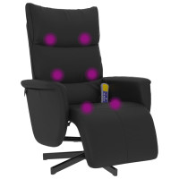 Produktbild för Massagefåtölj med fotstöd svart konstläder