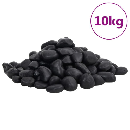 vidaXL Polerad småsten 10 kg svart 2-5 cm