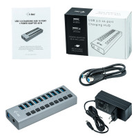 Produktbild för i-tec U3CHARGEHUB10 mobilladdare Universal Grå AC inomhus