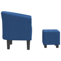 Produktbild för Fåtölj med fotpall blå tyg