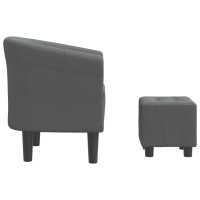 Miniatyr av produktbild för Fåtölj med fotpall mörkgrå tyg