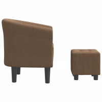 Miniatyr av produktbild för Fåtölj med fotpall brun tyg