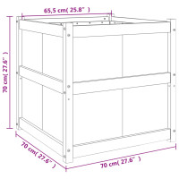 Produktbild för Odlingslåda 70x70x70 cm vit massiv furu